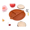 Orange Silicone Suction Divided Plate with Props – Isolated on Transparent Background