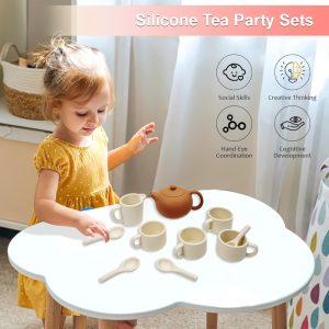 Toddler Playing with Silicone Tea Set – Educational Pretend Toy for Cognitive Development