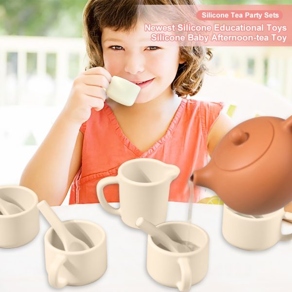 Child Playing with Silicone Afternoon Tea Set – Educational Toy for Kids