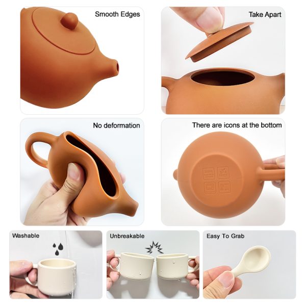 Silicone Tea Set Features – Smooth, Flexible, Washable, Unbreakable, Child-Safe
