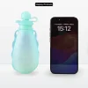 Silicone feeding pouch shown beside smartphone for size context.