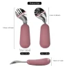 Baby Utensil Size Specifications Baby spoon and fork set with detailed size measurements.