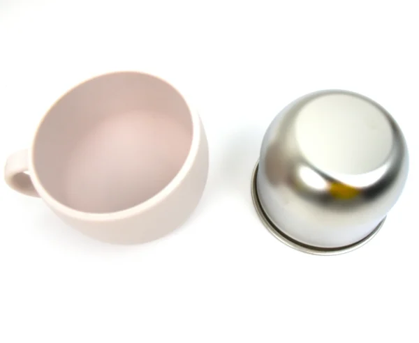 Beige Baby Cup Beige silicone toddler cup with stainless steel interior.